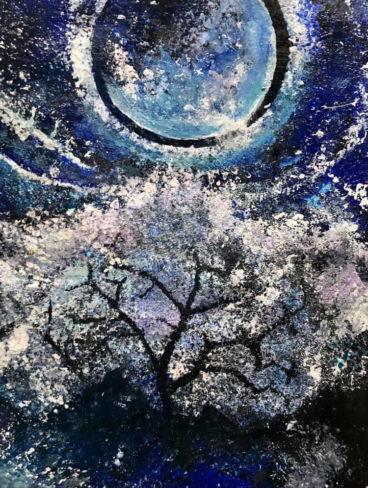 美沙さんの絵 桜と月